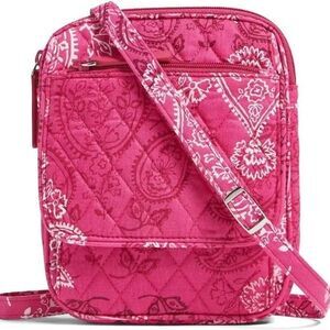 Vera Bradley Mini Hipster Crossbody Purse Pink Stamped Paisley Bag Pockets NWT